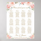 Blush Pink Floral Gold Wedding Seating Chart Sign