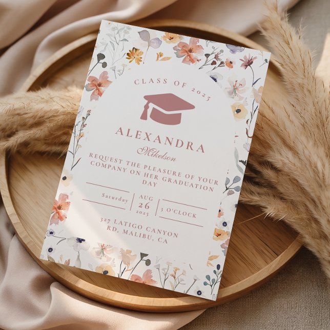 Blush Pink Floral Graduation Invitation (Creator Uploaded)