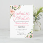 Blush Pink Floral Graduation Invitations (Standing Front)