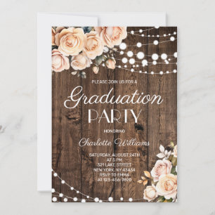 Blush Pink Floral Graduation Party Invitation