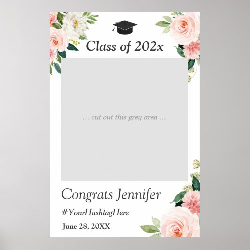 Blush Pink Floral Graduation Party Photo Booth Poster