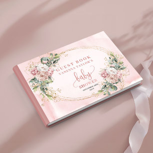 Blush Pink Floral Greenery Baby Shower Sign In Guest Book