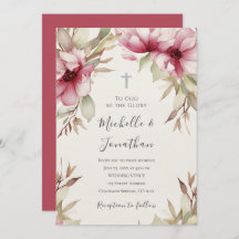 Blush Pink Floral Greenery Christian Cross Wedding
