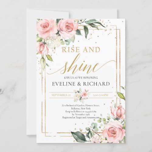 Blush pink floral greenery eucalyptus wedding invitation