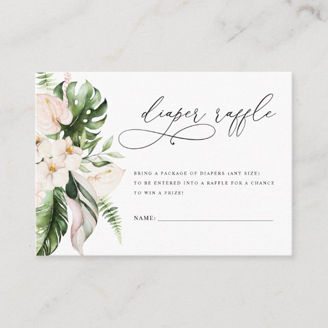 Blush Pink Floral Greenery Girl Diaper Raffle  Enclosure Card (Front)