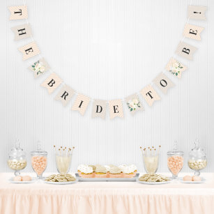 Blush Pink Floral Greenery Wedding Bride to Be Bunting Flags