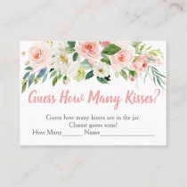 Blush Pink Floral Guess How Many Kisses Game Place Card