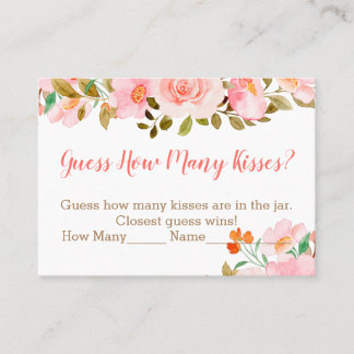 Blush Pink Floral Guess How Many Kisses Game Place Card