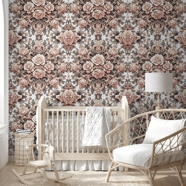 Blush Pink Floral Harmony Wallpaper (Kids)