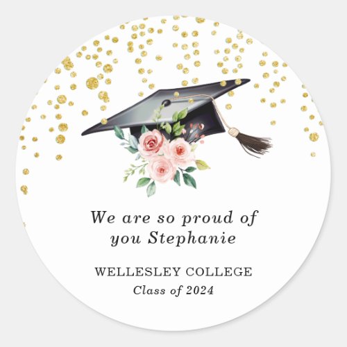 Blush Pink Floral Hat We are Proud of You Sticker