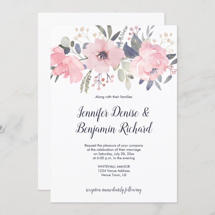 Blush Pink Floral Header Wedding | Invitation | Zazzle