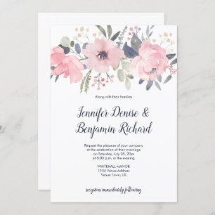 Blush Pink Floral Header Wedding   Invitation