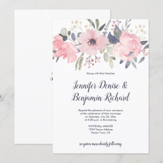 Blush Pink Floral Header Wedding | Invitation
