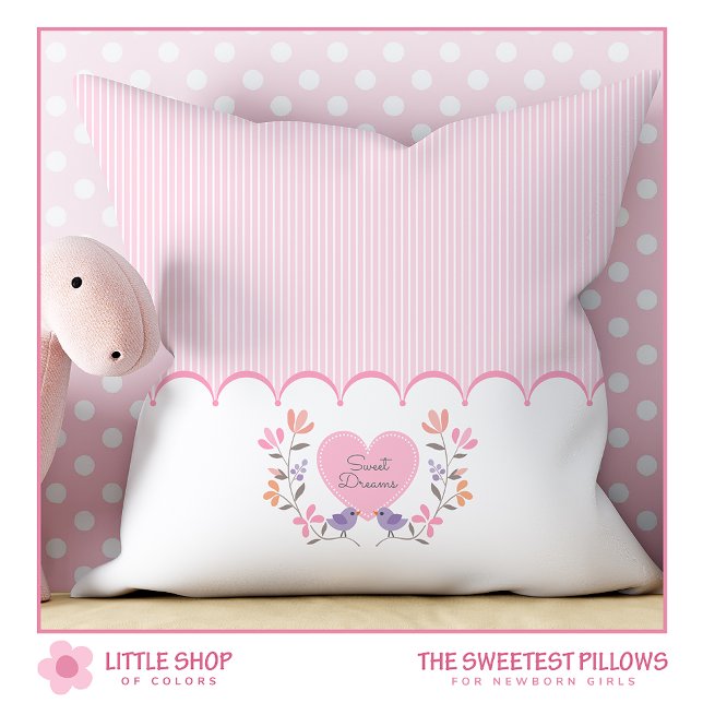 Blush Pink Floral Heart Monogram Nursery Throw Pillow (Creator Uploaded)