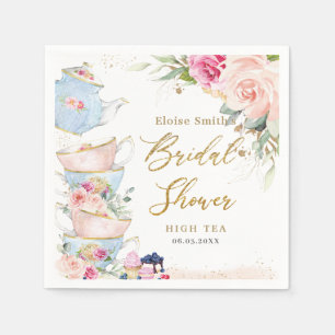 Blush Pink Floral High Tea Party Bridal Shower Napkins