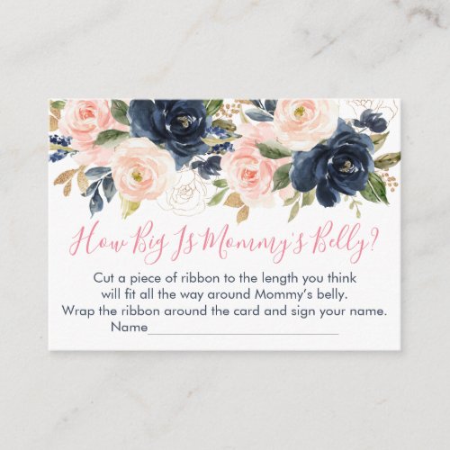 Blush Pink Floral How Big Is Mommys Belly Game Enclosure Card