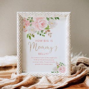 Blush Pink floral how big is mommy's belly game Po Poster