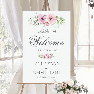 Blush Pink Floral Islamic Wedding Welcome Sign