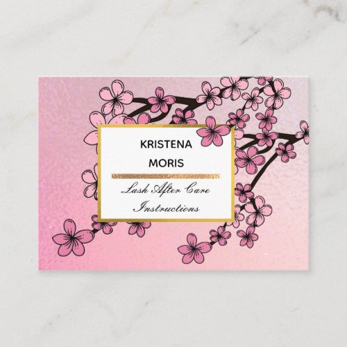 Blush Pink Floral Lash Aftercare Lash Salon Business Card
