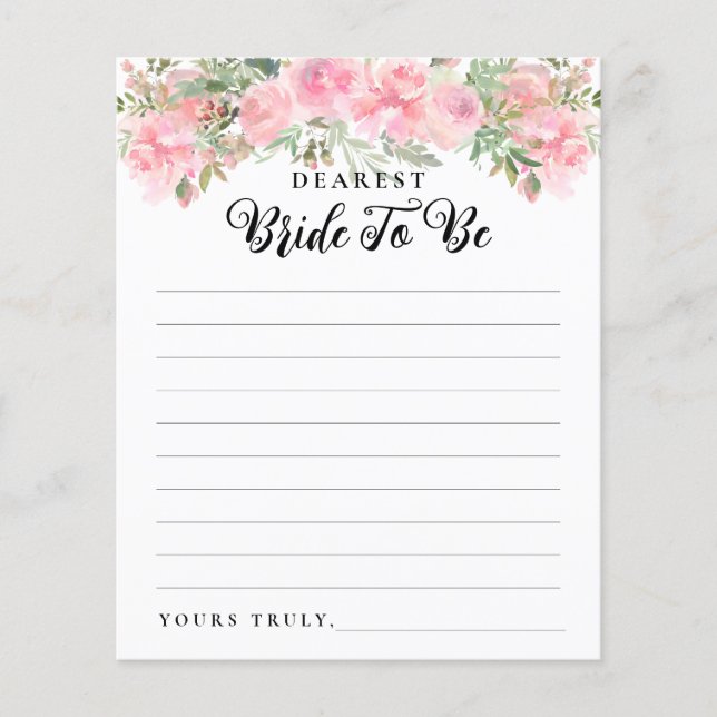 Blush Pink Floral Letter Bride To Be Bridal Shower (Front)
