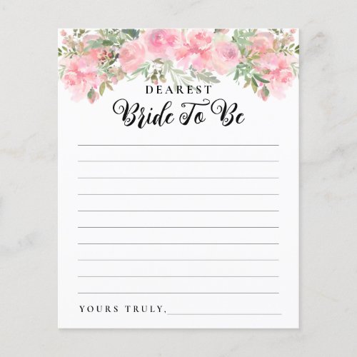 Blush Pink Floral Letter Bride To Be Bridal Shower