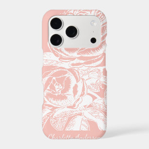 Blush Pink Floral Line Art Personalized iPhone 17 Pro Case