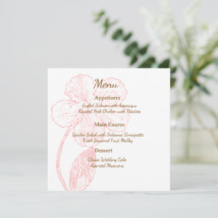 Blush Pink Floral Line Art Wedding Menu Card