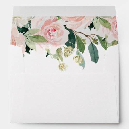 blush pink floral lined invitation envelopes