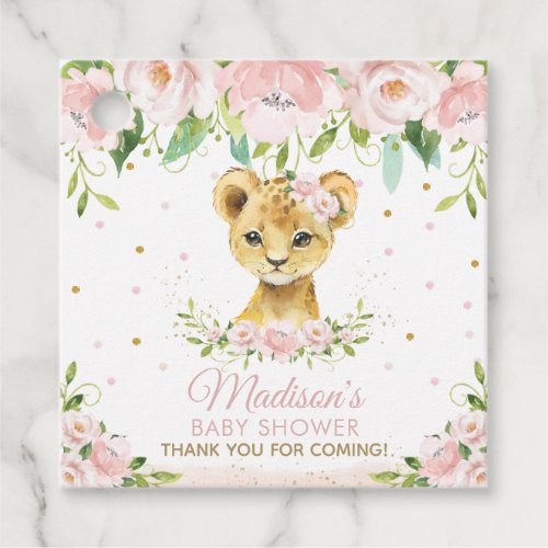 Blush Pink Floral Lion Baby Shower Thank You Favor Favor Tags