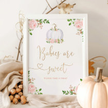 Blush pink floral little pumpkin Babies are sweet Poster