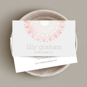 Blush Pink Floral Lotus Mandala Business Card