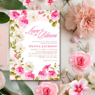 Blush Pink Floral Love is in Bloom Bridal Shower Invitation