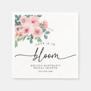 Blush Pink Floral Love Is In Bloom Bridal Shower Napkins
