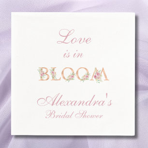 Blush Pink Floral Love is in Bloom Bridal Shower Napkins
