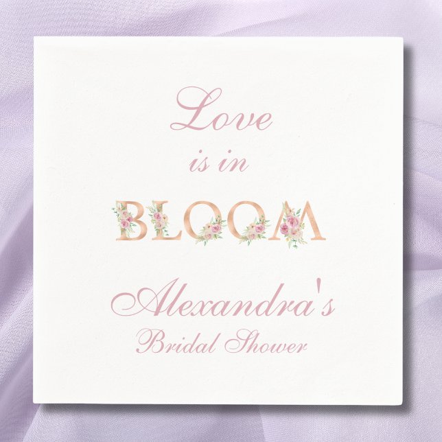 Blush Pink Floral Love is in Bloom Bridal  Shower Napkins (Creator Uploaded)