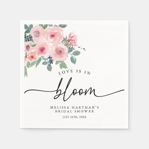Blush Pink Floral Love Is In Bloom Bridal Shower Napkins