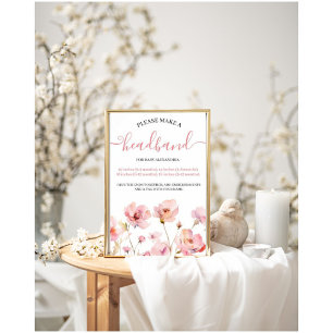 Blush Pink Floral "Make A Headband For Baby Poster