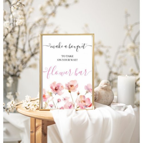 Blush Pink Floral Make Your Own Bouquet Flower Bar Poster