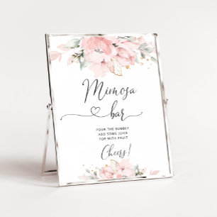 Blush pink floral Mimosa bar Poster