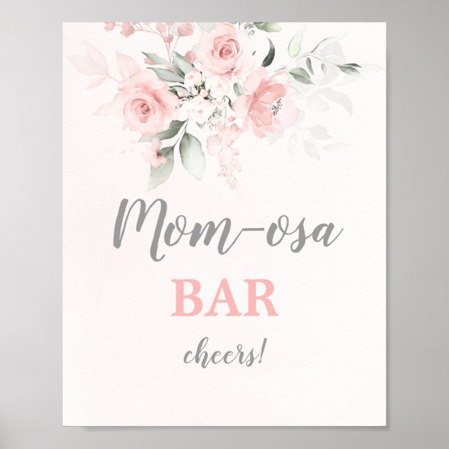 Blush Pink Floral Mimosa Bar sign (Front)
