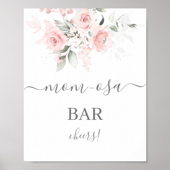 Blush Pink Floral Mimosa Bar sign (Front)