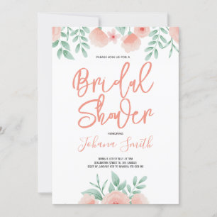Blush Pink Floral Modern Elegant Bridal Shower  Invitation