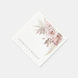 Blush Pink Floral Modern Wedding Napkins