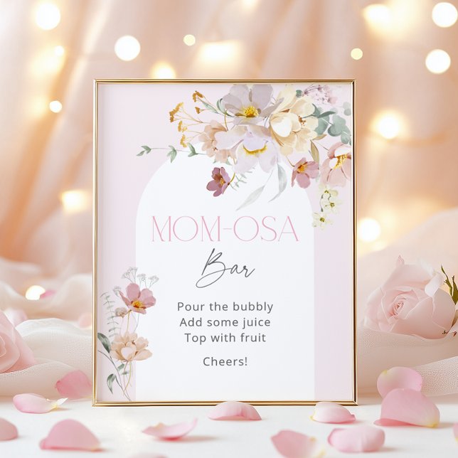 Blush Pink Floral Momosa Bar Poster (Creator Uploaded)