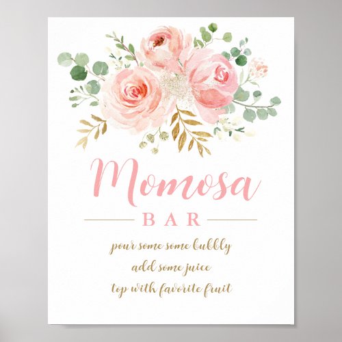 Blush Pink Floral Momosa Bar Sign