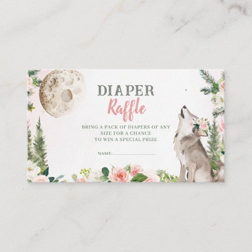 Blush Pink Floral Moon Forest Wolf Diaper Raffle