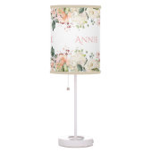 Blush Pink Floral Name Elegant Nursery Table Lamp (Right)