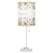 Blush Pink Floral Name Elegant Nursery Table Lamp (Left)