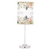 Blush Pink Floral Name Elegant Nursery Table Lamp (Back)
