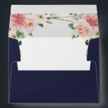 Blush Pink Floral Navy Geometric Botanical Wedding Envelope<br><div class="desc">Elegant Blush pink / peach spring floral botanical wedding envelope featuring a bouquet of soft pastel watercolor roses, peonies and hydrangeas in shades of blush pink, peach and cream with lush green botanical leaves and eucalyptus leaves with gold geometric frame. Please find more matching designs and variations from my "blissweddingpaperie"...</div>
